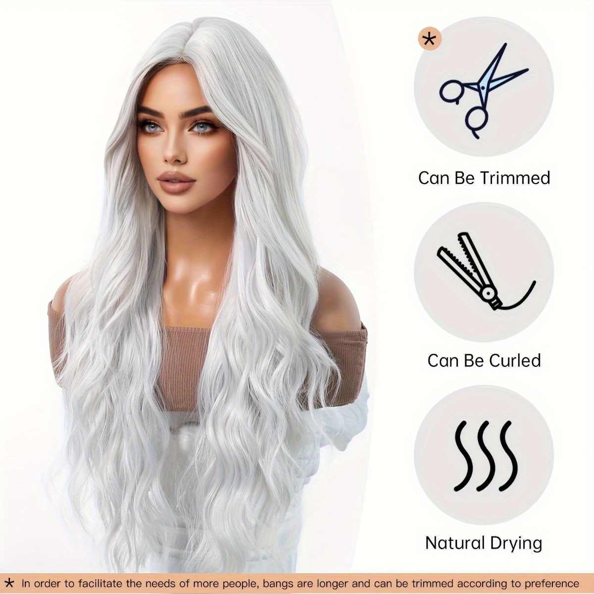 Hair Care Natural - Kunstfaser-Perücke der Marke Anxin: Silberweiße natürliche