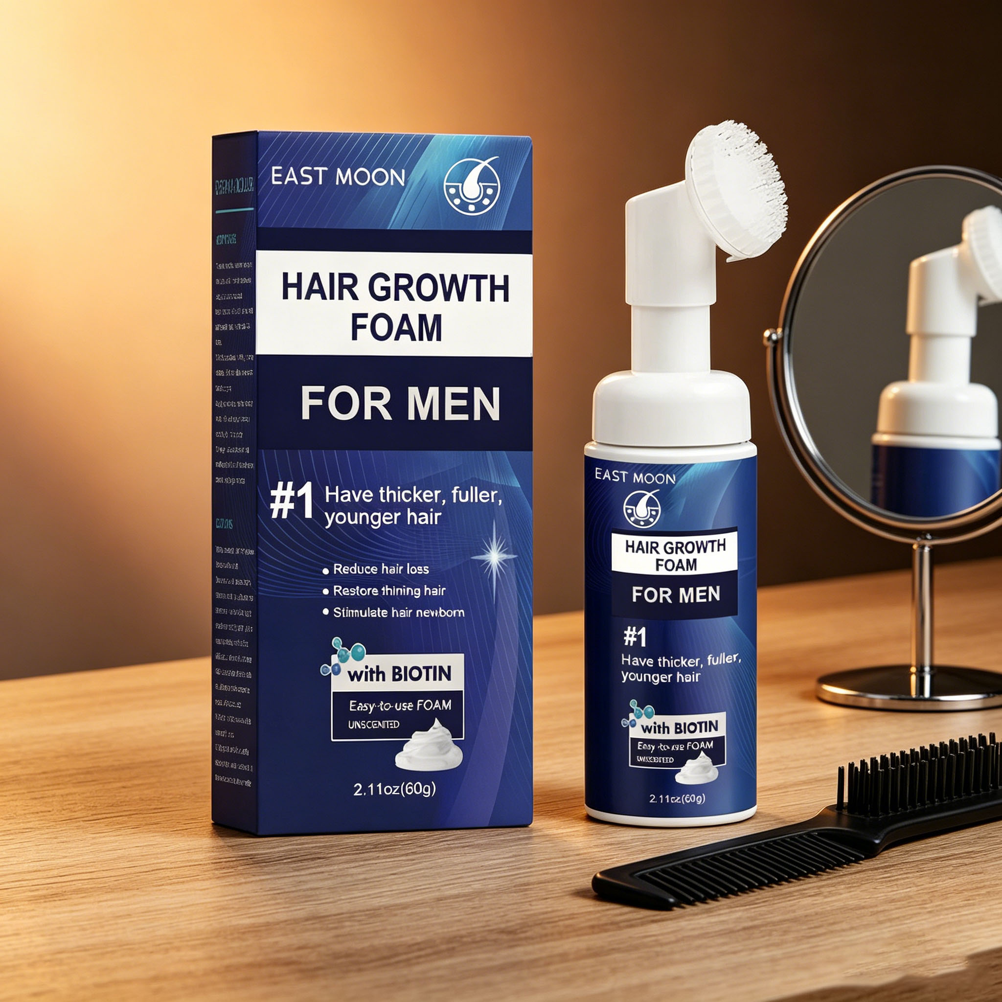 Hair Care Natural - Haarwuchs-Schaum Silikonbürste Kopfhautmassage Haarwachstumsstimulierung Stärkung der