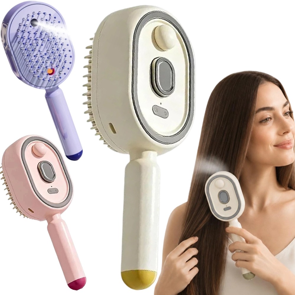 Hair Care Essence Oil Spray - Multifunktionaler Massagekamm, Elektrischer Sprüh-Luftkissen-Kopfhautmassager, Selbstreinigender Ätherisches-Öl-Haarpflegekamm,