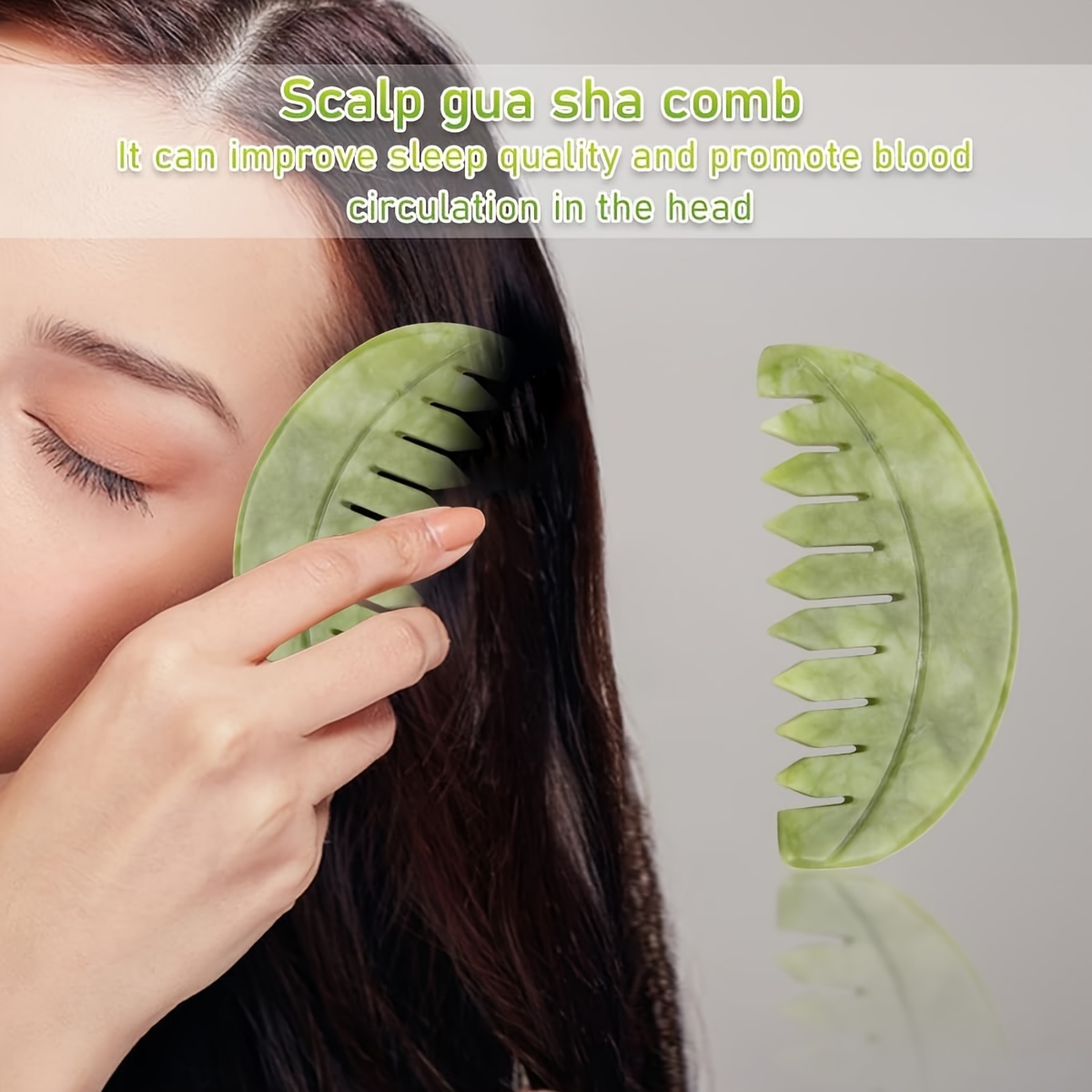 Hair Care In Salon - Jade-Kopfkamm-Massagegerät, Haarkamm, Kopfhautmassagegerät, Kopfhautpflege-Massagewerkzeug für Zuhause