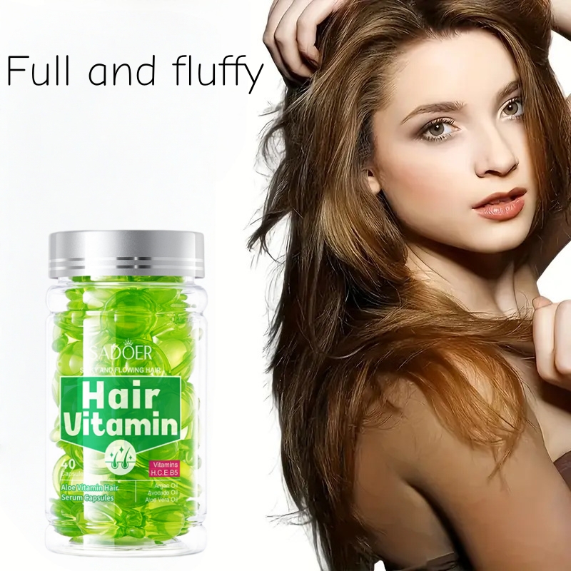 Hair Care With Aloe Vera - 40 Stück Aloe Vera Vitamin-Haarpflege-Essenzkapseln, mit